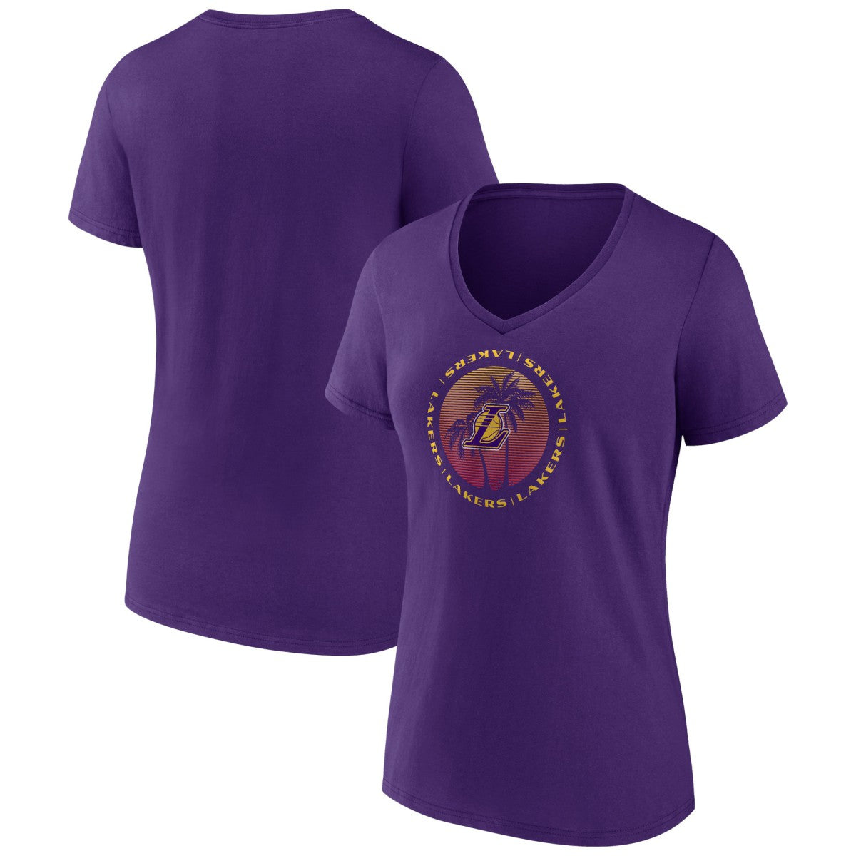 Los Angeles Lakers Women's Announcer V-Neck T-Shirt - Purple outlet