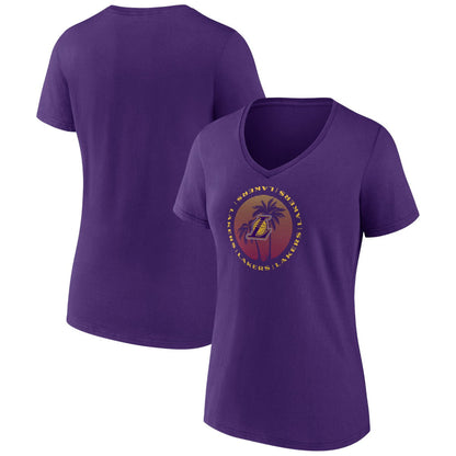 Los Angeles Lakers Women's Announcer V-Neck T-Shirt - Purple outlet