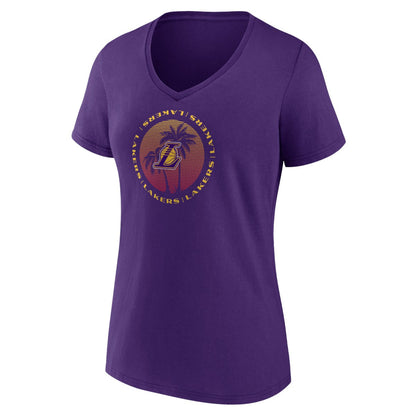 Los Angeles Lakers Women's Announcer V-Neck T-Shirt - Purple outlet