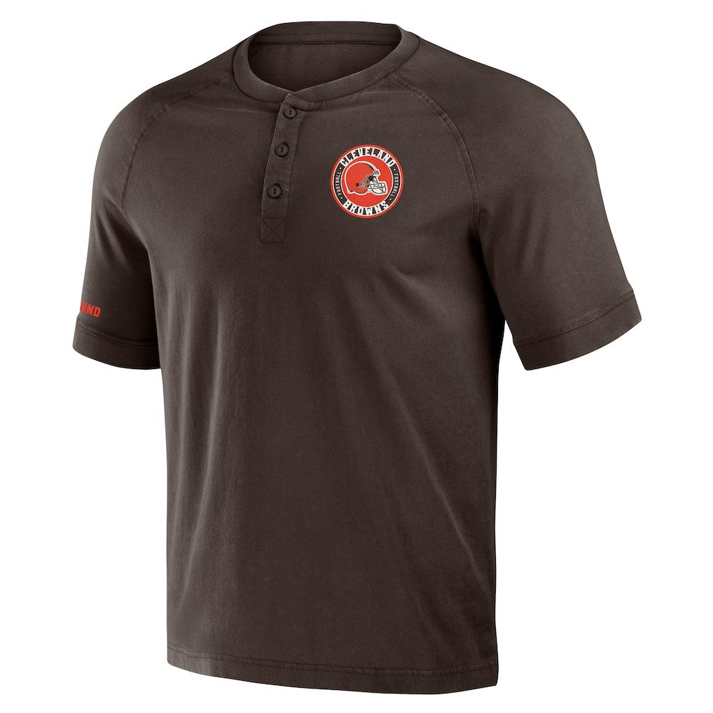 Cleveland Browns NFL x Darius Rucker Collection Washed Raglan Henley T-Shirt - Brown on sale