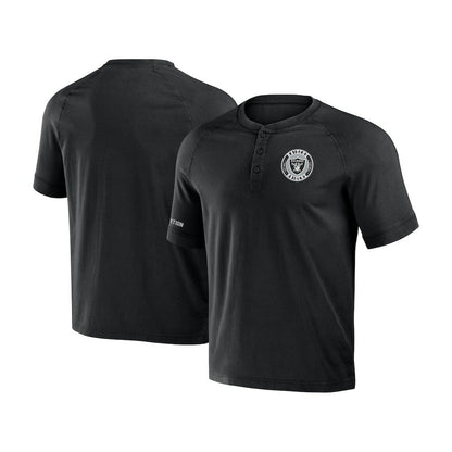 Las Vegas Raiders NFL x Darius Rucker Collection Washed Raglan Henley T-Shirt - Black on sale