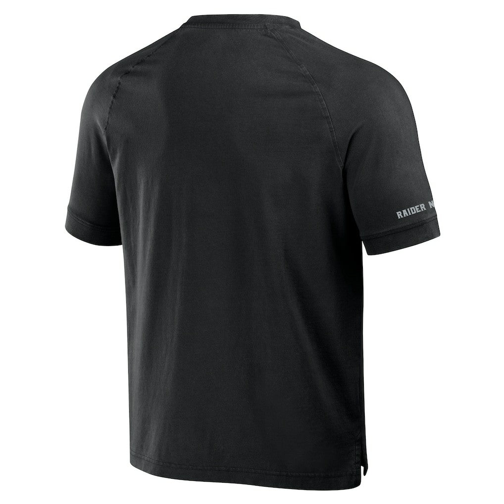 Las Vegas Raiders NFL x Darius Rucker Collection Washed Raglan Henley T-Shirt - Black on sale