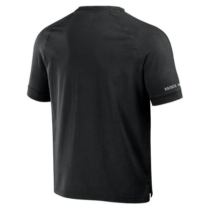 Las Vegas Raiders NFL x Darius Rucker Collection Washed Raglan Henley T-Shirt - Black on sale