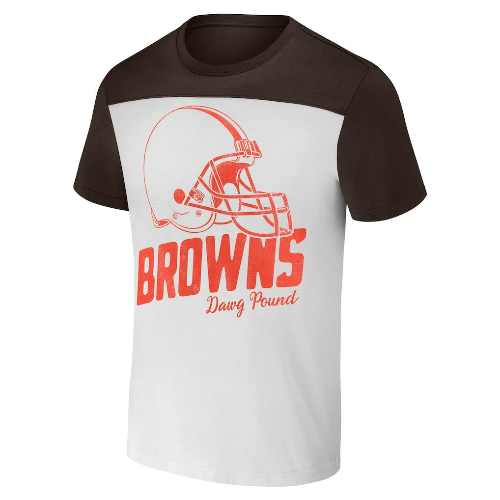Cleveland Browns NFL x Darius Rucker Collection Colorblocked T-Shirt - White/Brown on sale