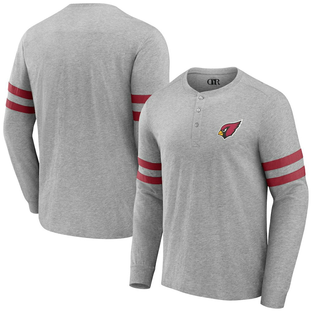 Arizona Cardinals NFL x Darius Rucker Collection Henley Long Sleeve T-Shirt - Heather Gray for sale