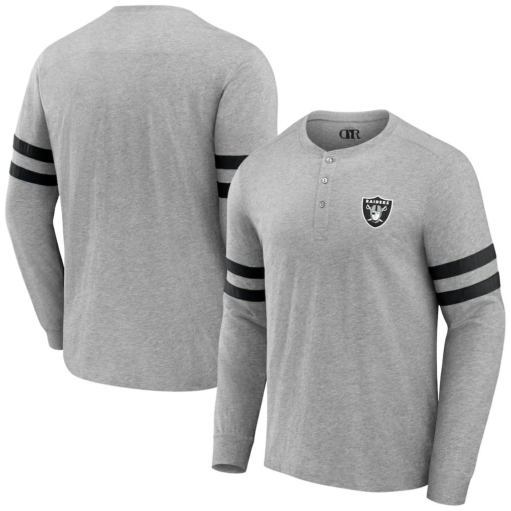 Las Vegas Raiders NFL x Darius Rucker Collection Henley Long Sleeve T-Shirt - Heather Gray discount