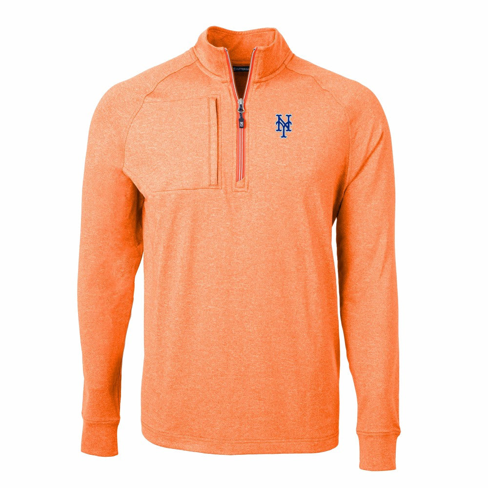 New York Mets Cutter & Buck Adapt Eco Knit Stretch Recycled Quarter-Zip Pullover Top - Heather Orange