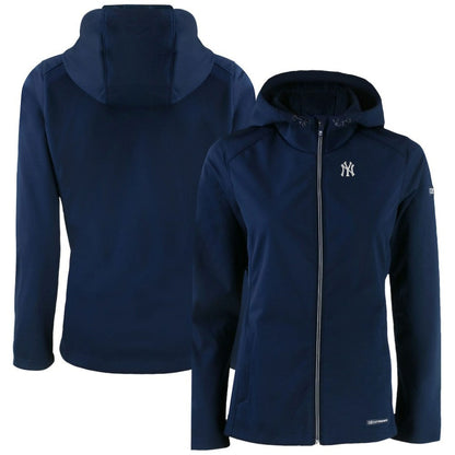New York Yankees Cutter & Buck Women's Evoke Eco Softshell Recycled Full-Zip Jacket - Navy