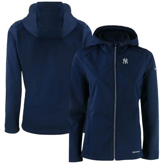 New York Yankees Cutter & Buck Women's Evoke Eco Softshell Recycled Full-Zip Jacket - Navy