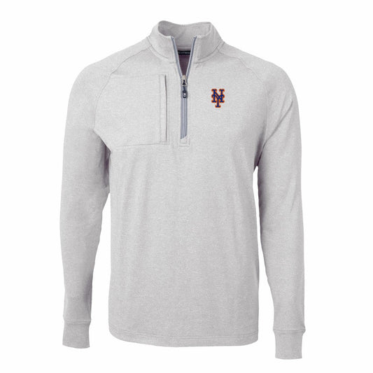 New York Mets Cutter & Buck Big & Tall Adapt Eco Knit Stretch Recycled Quarter-Zip Pullover Top - Heather Gray