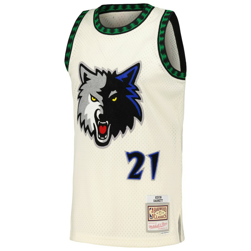 Kevin Garnett Minnesota Timberwolves Chainstitch Swingman Jersey - Cream | Mitchell & Ness sale