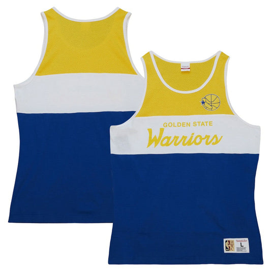 Golden State Warriors Special Script Tank Top sale - Royal | Mitchell & Ness discount