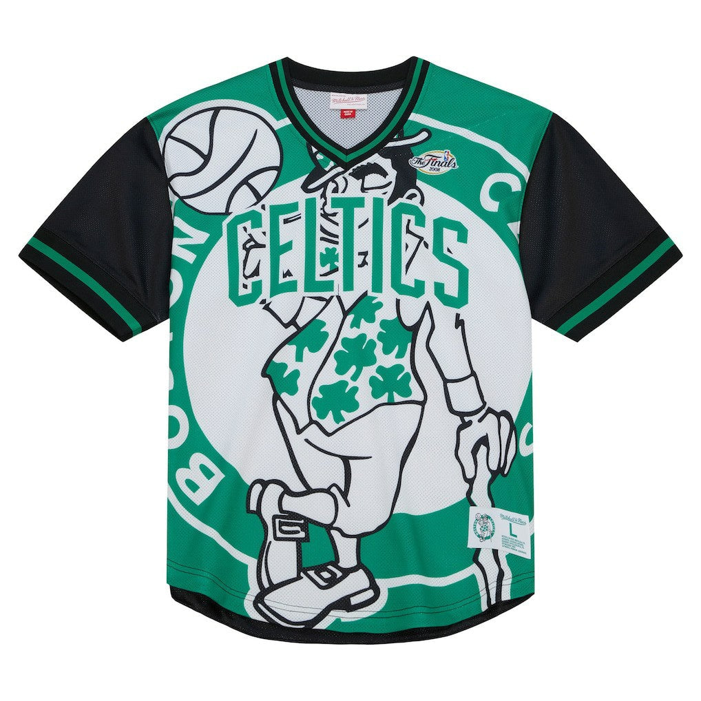 Boston Celtics Jumbotron 3.0 Mesh V-Neck T-Shirt - Kelly Green | Mitchell & Ness online