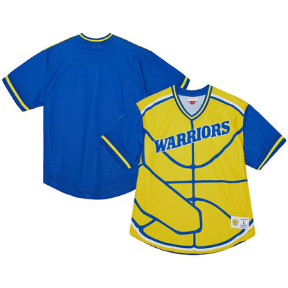 Golden State Warriors Jumbotron 3.0 Mesh V-Neck T-Shirt sale - Gold | Mitchell & Ness on sale