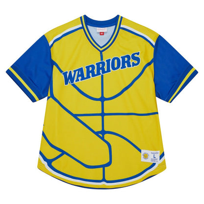 Golden State Warriors Jumbotron 3.0 Mesh V-Neck T-Shirt sale - Gold | Mitchell & Ness on sale