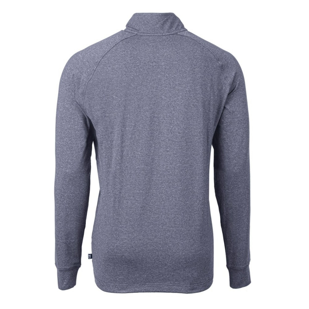 New York Yankees Cutter & Buck Americana Logo Big & Tall Adapt Eco Knit Stretch Recycled Quarter-Zip Pullover Top - Heather Navy