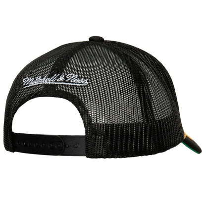 Brooklyn Nets Hardwood Classics Gold Leaf Mesh Trucker Snapback Hat - Black | Mitchell & Ness on sale