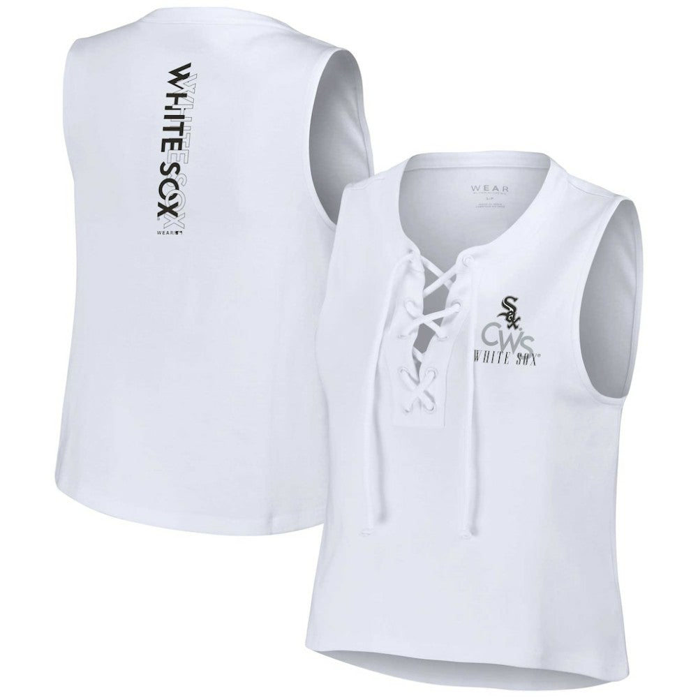 Chicago White Sox WEAR by Erin Andrews Women's Lace-Up Tank Top - White