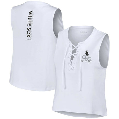 Chicago White Sox WEAR by Erin Andrews Women's Lace-Up Tank Top - White