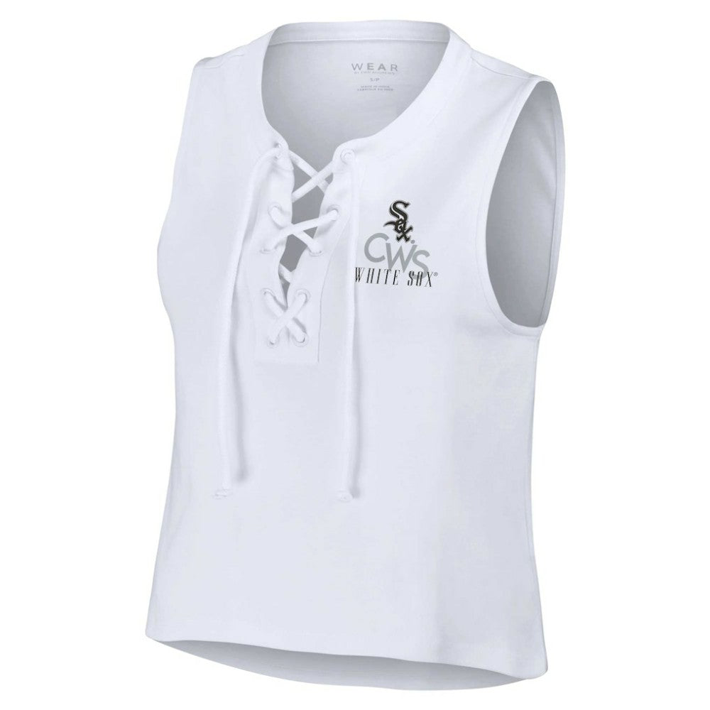 Chicago White Sox WEAR by Erin Andrews Women's Lace-Up Tank Top - White