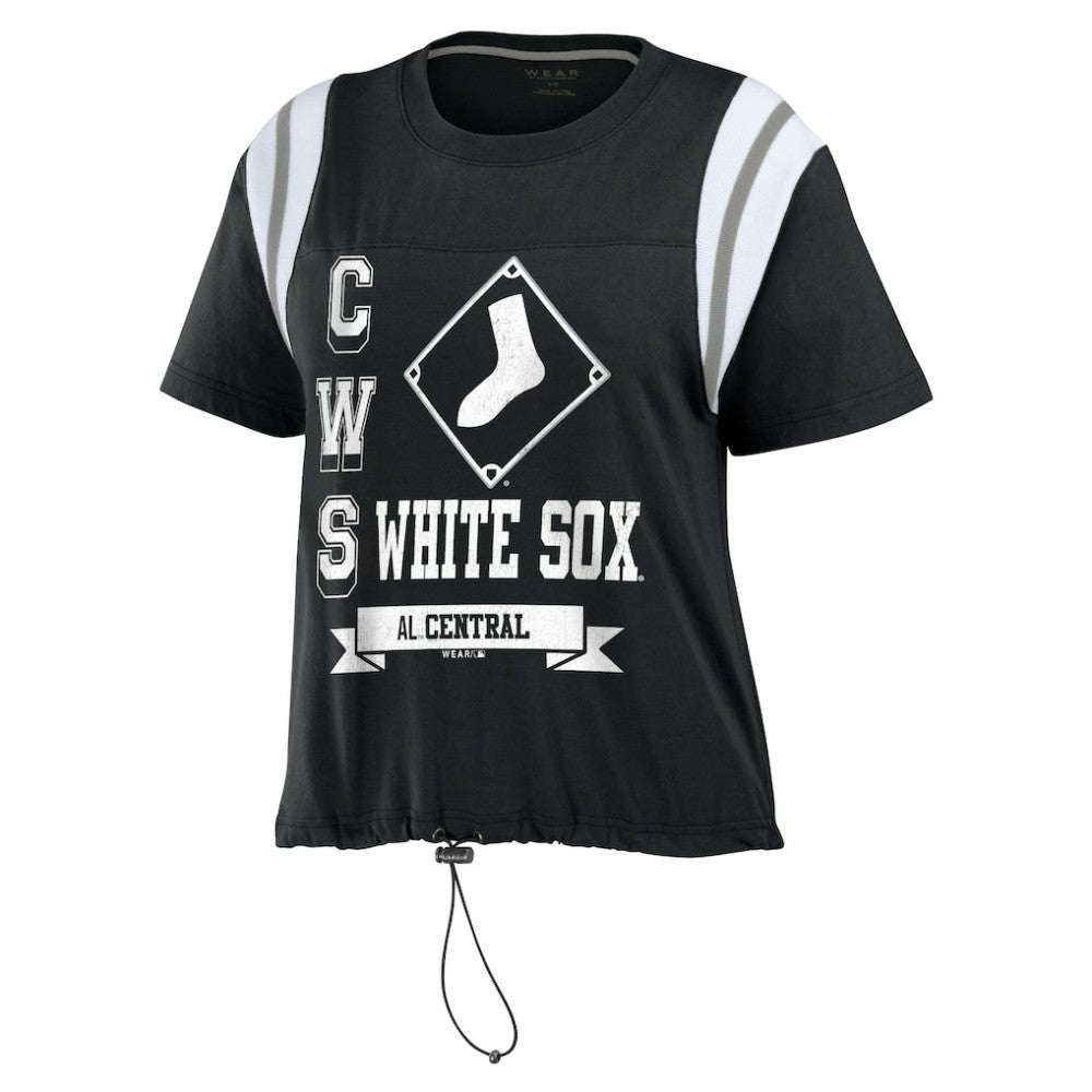 Chicago White Sox WEAR by Erin Andrews Women's Cinched Colorblock T-Shirt - Black