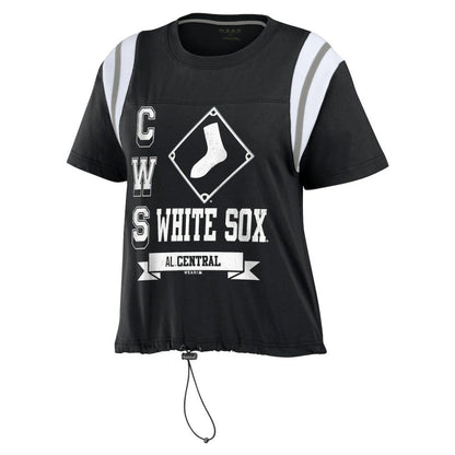 Chicago White Sox WEAR by Erin Andrews Women's Cinched Colorblock T-Shirt - Black