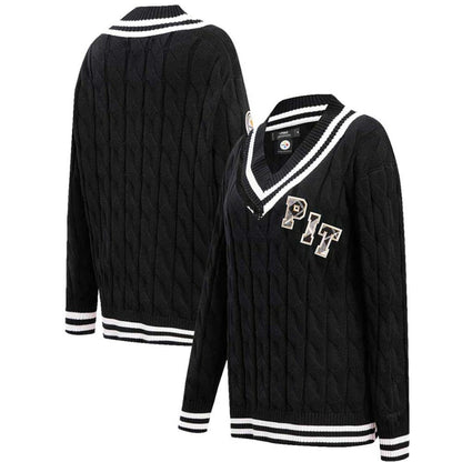 Pittsburgh Steelers Pro Standard Women's Prep V-Neck Pullover Sweater - Black outlet