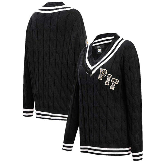 Pittsburgh Steelers Pro Standard Women's Prep V-Neck Pullover Sweater - Black outlet