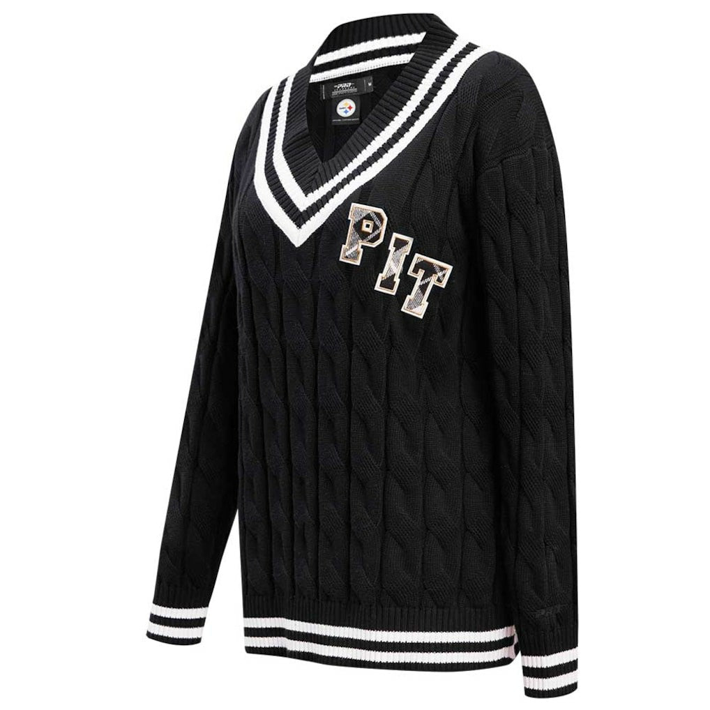 Pittsburgh Steelers Pro Standard Women's Prep V-Neck Pullover Sweater - Black outlet