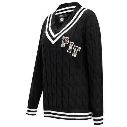 Pittsburgh Steelers Pro Standard Women's Prep V-Neck Pullover Sweater - Black outlet