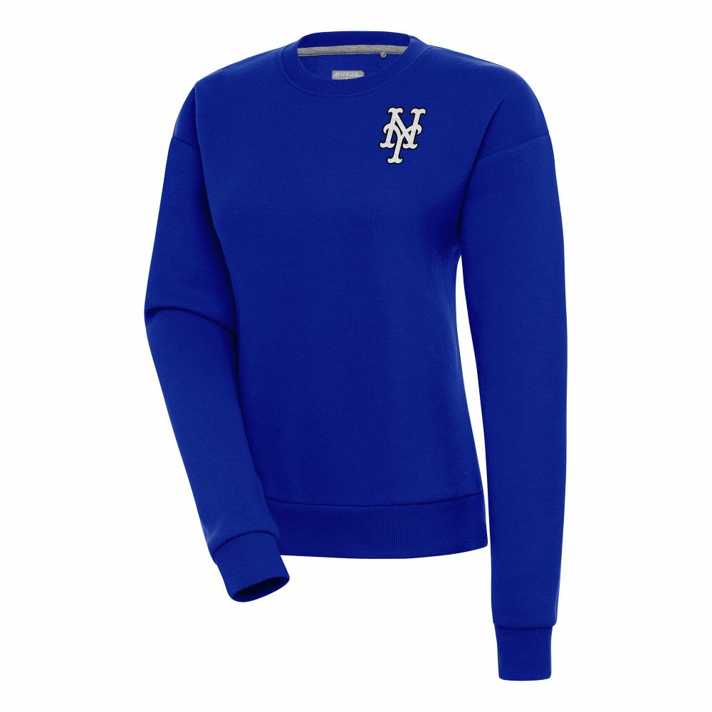 New York Mets Antigua Women's Brushed Metallic Victory Pullover Sweatshirt - Royal