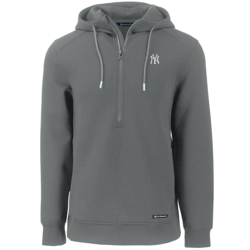 New York Yankees Cutter & Buck Roam Eco Half-Zip Recycled Pullover Hoodie - Gray