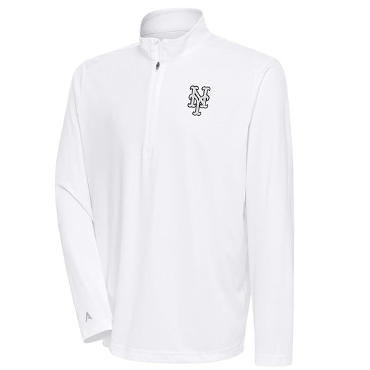 New York Mets Antigua Metallic Tribute Quarter-Zip Top - White