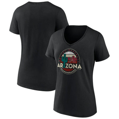 Arizona Diamondbacks Women's Hometown Desert Baseball V-Neck T-Shirt - Black