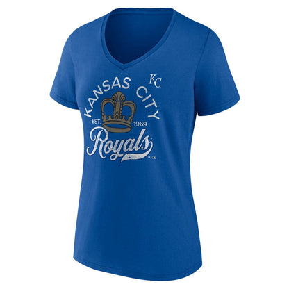 Kansas City Royals Women's Hometown Retro Crown V-Neck T-Shirt - Royal