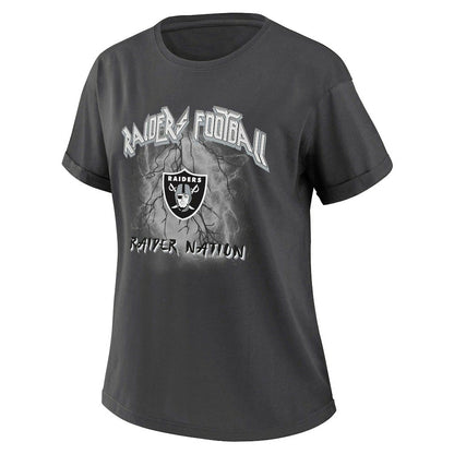 Las Vegas Raiders WEAR by Erin Andrews Women's Boyfriend T-Shirt - Charcoal on sale
