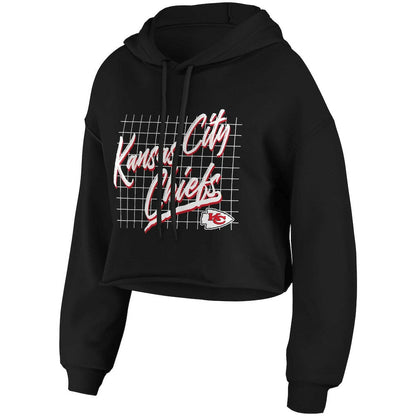 Kansas City Chiefs WEAR by Erin Andrews Women's Domestic Cropped Pullover Hoodie - Black discount