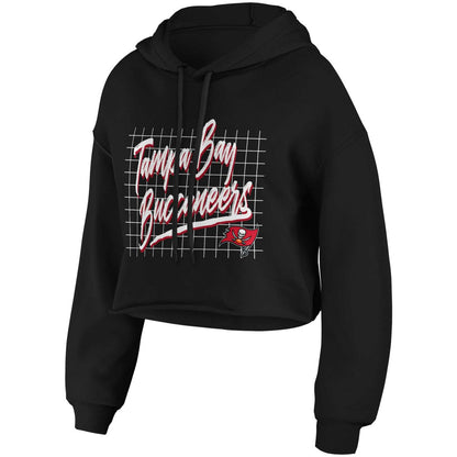 Tampa Bay Buccaneers WEAR by Erin Andrews Women's Domestic Cropped Pullover Hoodie - Black for sale