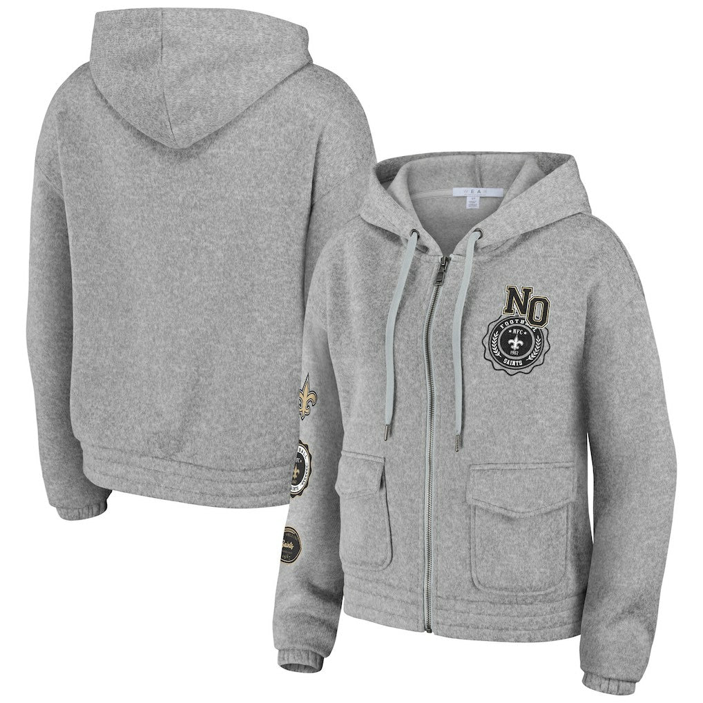 New Orleans Saints WEAR by Erin Andrews Women's Full-Zip Hoodie - Heather Gray discount