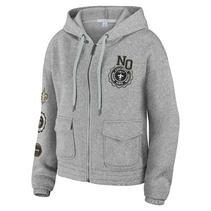 New Orleans Saints WEAR by Erin Andrews Women's Full-Zip Hoodie - Heather Gray discount