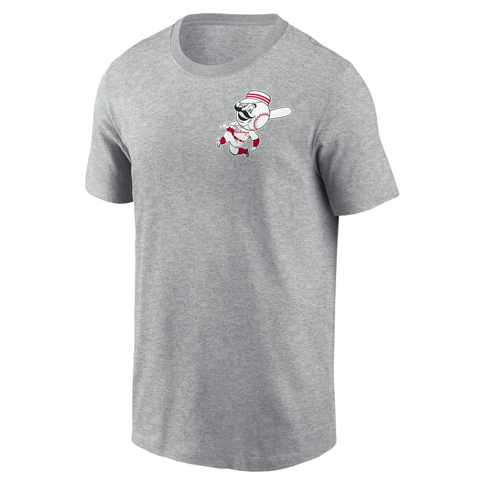 Cincinnati Reds Cooperstown Collection Large Logo 2-Hit T-Shirt - Heather Gray | Nike