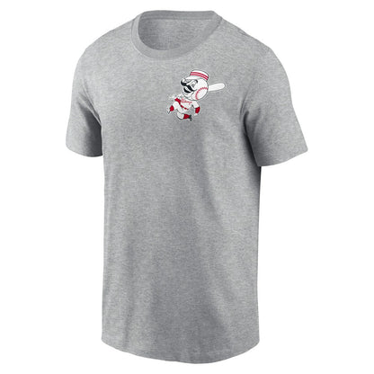 Cincinnati Reds Cooperstown Collection Large Logo 2-Hit T-Shirt - Heather Gray | Nike