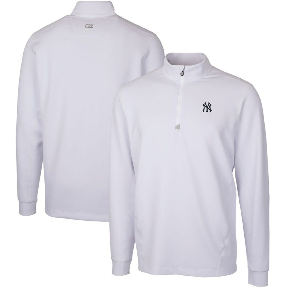 New York Yankees Cutter & Buck Traverse Stretch Quarter-Zip Pullover Top - White