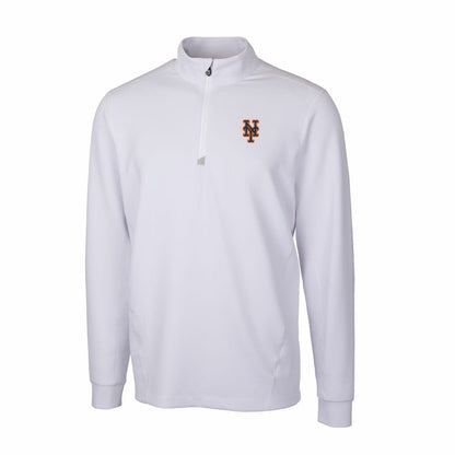 New York Mets Cutter & Buck Traverse Stretch Quarter-Zip Pullover Top - White