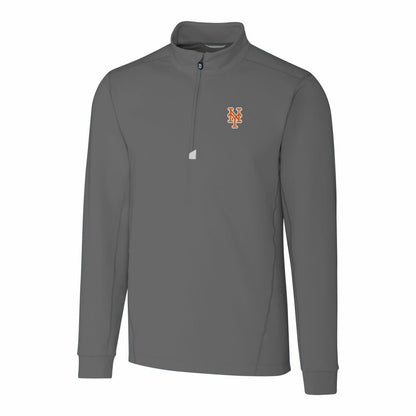 New York Mets Cutter & Buck Traverse Stretch Quarter-Zip Pullover Top - Gray