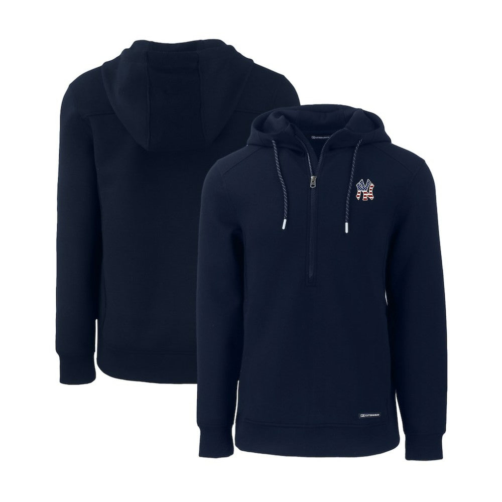 New York Yankees Cutter & Buck Stars & Stripes Roam Eco Half-Zip Recycled Pullover Hoodie - Navy