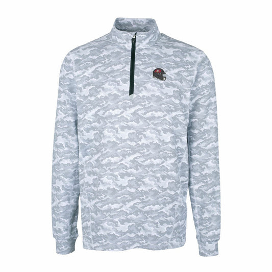 Tampa Bay Buccaneers Cutter & Buck Helmet Traverse Camo Print Stretch Quarter-Zip Pullover Top - Charcoal for sale