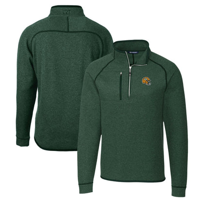 Green Bay Packers Cutter & Buck Helmet Mainsail Sweater-Knit Half-Zip Pullover Jacket - Hunter Green for sale