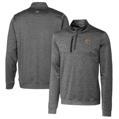 Green Bay Packers Cutter & Buck Helmet Stealth Heathered Quarter-Zip Pullover Top - Gray outlet