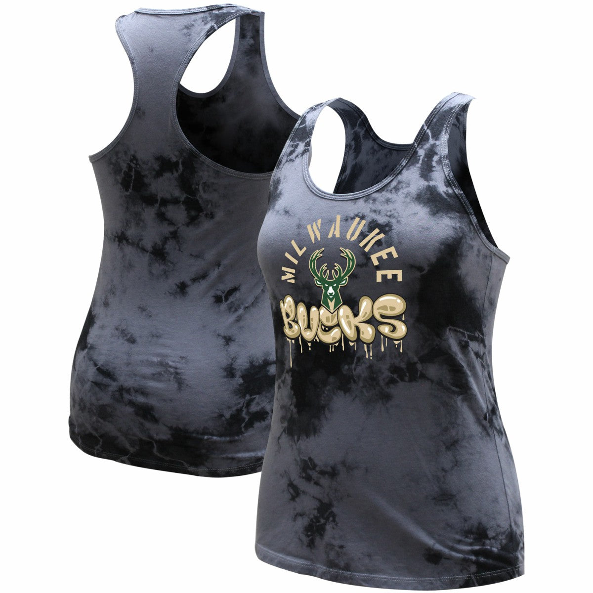 Milwaukee Bucks Stadium Essentials Women's Street Art Dark Crystal Washed Tank Top - Charcoal online